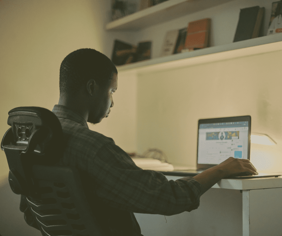 Person working on a laptop